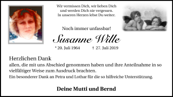 Traueranzeige von Susanne Wille von Lüner Anzeiger