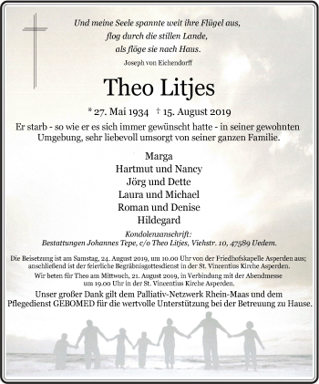 Traueranzeige von Theo Litjes von Gocher Wochenblatt