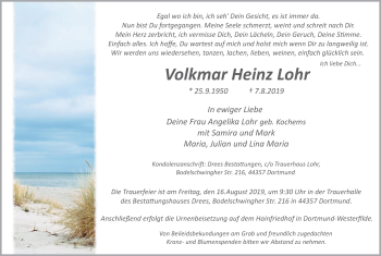 Traueranzeige von Volkmar Heinz Lohr von Stadtanz.Castrop-Rauxel