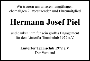 Traueranzeige von Hermann Josef Piel von WVW Anzeigenblätter