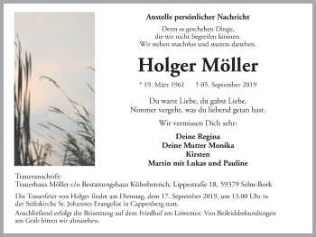 Traueranzeige von Holger Möller von Lüner Anzeiger