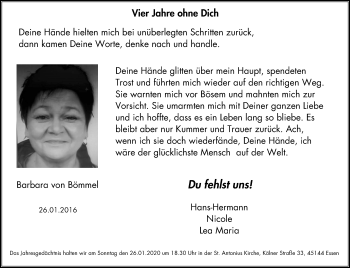 Traueranzeige von Barbara van Bömmel von West Anzeiger Essen