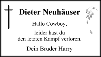Traueranzeige von Dieter Neuhäuser von Wochen-Anzeiger Oberhausen