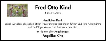 Traueranzeige von Fred Otto Kind von Stadtspiegel Iserlohn + Hemer