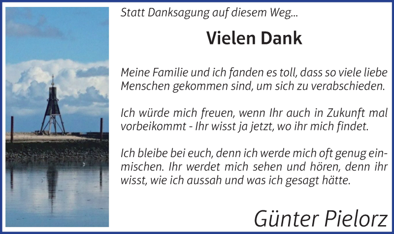  Traueranzeige für Günter Pielorz vom 11.01.2020 aus Stadtspiegel Hattingen/Niedersprockhövel