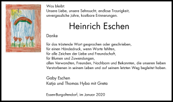 Traueranzeige von Heinrich Eschen von Stadtspiegel Essen