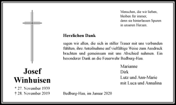 Traueranzeige von Josef Winhuisen von Klever Wochenblatt
