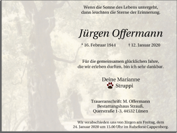 Traueranzeige von Jürgen Offermann von Lüner Anzeiger