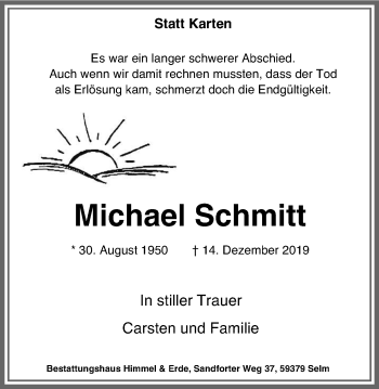 Traueranzeige von Michael Schmitt von Lüner Anzeiger