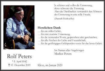 Traueranzeige von Rolf Peters von Klever Wochenblatt