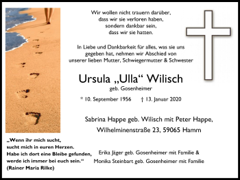 Traueranzeige von Ursula Wilisch von Stadtanzeiger Velbert + Heiligenhaus