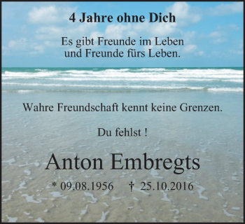 Traueranzeige von Anton Embregts von WVW Anzeigenblätter