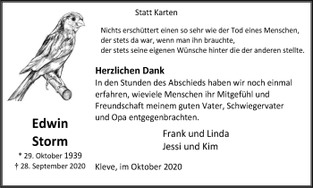 Traueranzeige von Edwin Storm von WVW Anzeigenblätter