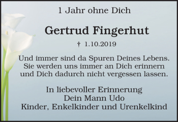 Traueranzeige von Gertrud Fingerhut von WVW Anzeigenblätter