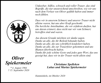 Traueranzeige von Oliver Spiekermeier von WVW Anzeigenblätter