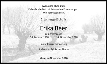Traueranzeige von Erika Beer von WVW Anzeigenblätter
