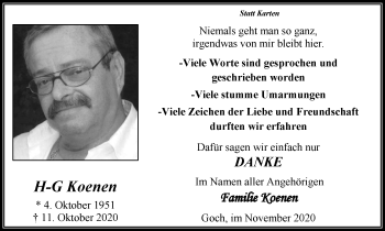 Traueranzeige von H-G Koenen von WVW Anzeigenblätter