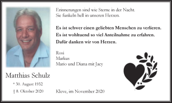 Traueranzeige von Matthias Schulz von WVW Anzeigenblätter