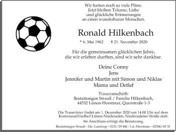 Traueranzeige von Ronald Hilkenbach von WVW Anzeigenblätter