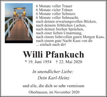 Traueranzeige von Willi Pfankuch von WVW Anzeigenblätter