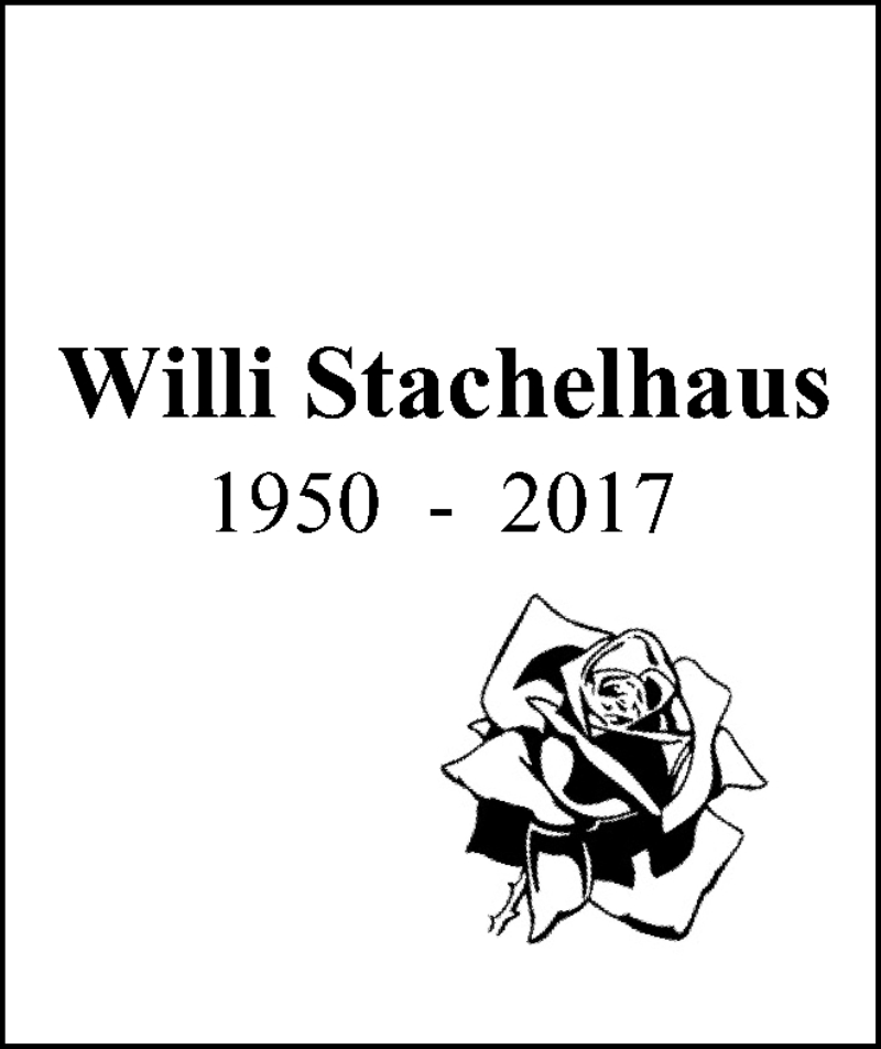  Traueranzeige für Willi Stachelhaus vom 18.11.2020 aus WVW Anzeigenblätter