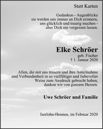 Traueranzeige von Elke Schröer von WVW Anzeigenblätter
