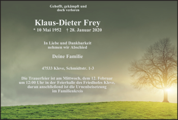Traueranzeige von Klaus-Dieter Frey von WVW Anzeigenblätter