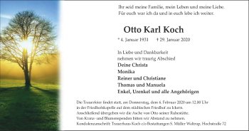 Traueranzeige von Otto Karl Koch von WVW Anzeigenblätter