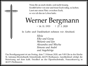 Traueranzeigen von Werner Bergmann | Trauer-in-NRW.de