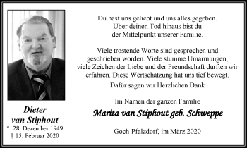 Traueranzeige von Dieter  van Stiphout von WVW Anzeigenblätter