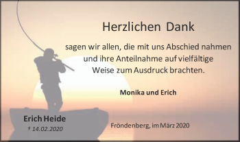 Traueranzeige von Erich Heide von WVW Anzeigenblätter