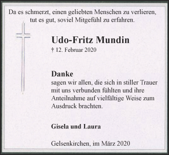 Traueranzeige von Udo-Fritz Mundin von WVW Anzeigenblätter
