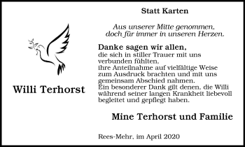 Traueranzeige von Willi Terhorst von WVW Anzeigenblätter