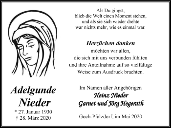 Traueranzeige von Adelgunde Nieder von WVW Anzeigenblätter
