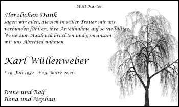 Traueranzeige von Karl Wüllenweber von WVW Anzeigenblätter