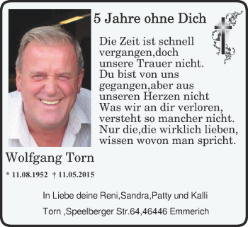 Traueranzeige von Wolfgang Torn von WVW Anzeigenblätter