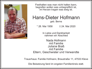 Traueranzeige von Hans-Dieter Hofmann von WVW Anzeigenblätter