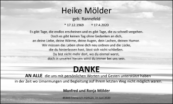 Traueranzeige von Heike Mölder von WVW Anzeigenblätter