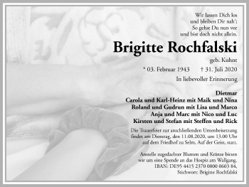 Traueranzeige von Brigitte Rochfalski von WVW Anzeigenblätter