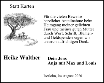 Traueranzeige von Heike Walther von WVW Anzeigenblätter