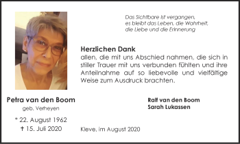 Traueranzeige von Petra van den Boom von WVW Anzeigenblätter