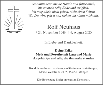 Traueranzeige von Rolf Neuhaus von WVW Anzeigenblätter