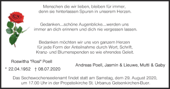 Traueranzeige von Roswitha Poell von WVW Anzeigenblätter