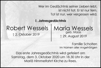 Traueranzeige von Robert und Maria Wessels von WVW Anzeigenblätter