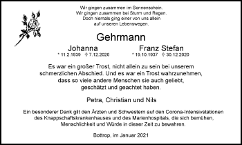 Traueranzeige von Johanna und Franz Stefan von WVW Anzeigenblätter