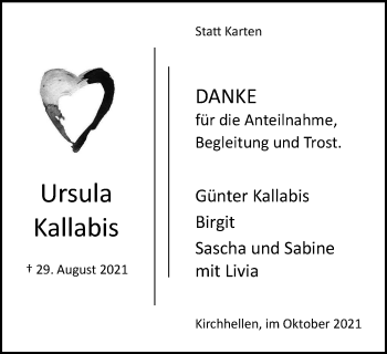 Traueranzeige von Ursula Kallabis von WVW Anzeigenblätter