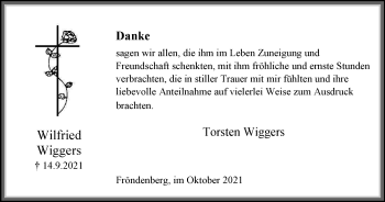 Traueranzeige von Wilfried Wiggers von WVW Anzeigenblätter