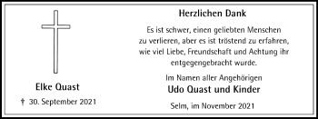Traueranzeige von Elke Quast von WVW Anzeigenblätter