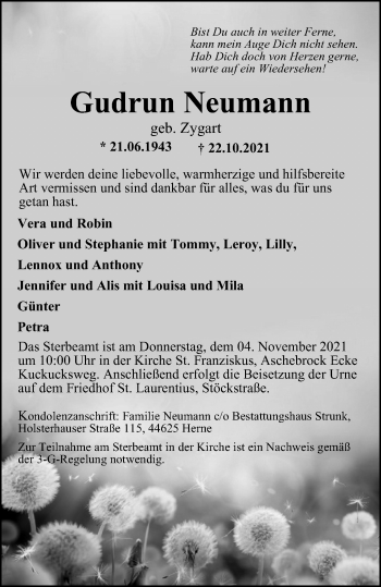 Traueranzeige von Gudrun Neumann von WVW Anzeigenblätter