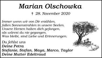Traueranzeige von Marian Olschowka von WVW Anzeigenblätter